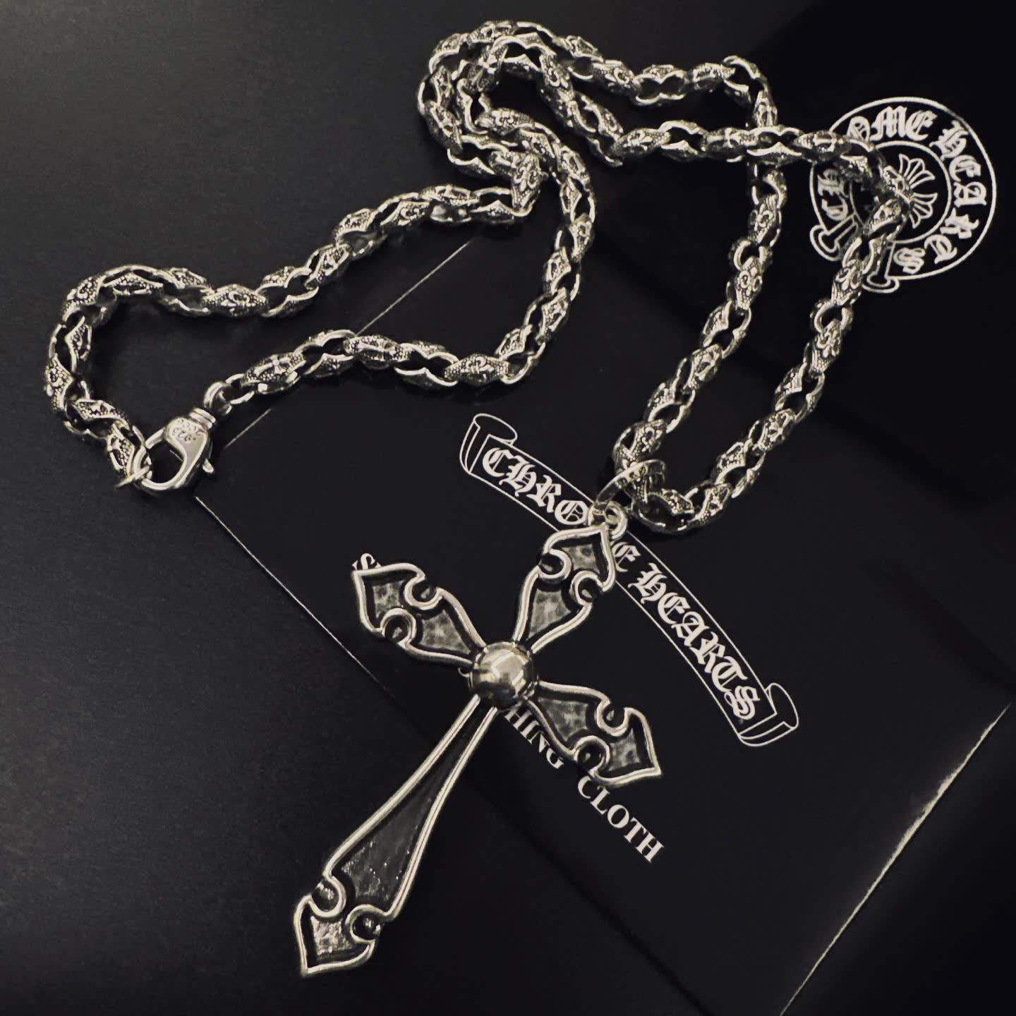 Chrome Hearts Silver Cross Pendant Necklace